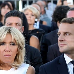 Le président de la République française Emmanuel Macron et sa femme la Première Dame Brigitte Macron (Trogneux) - Le président de la République française expose son ambitieux projet de "refondation" pour une Europe plus démocratique (en s'exprimant sur les lieux mêmes où la démocratie a été inventée) sur la colline Pnyx à Athènes, Grèce, le 8 septembre 2017. © Dominique Jacovides/Bestimage