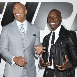 Ludacris, Dwayne Johnson, Tyrese Gibson lors de l'avant-première du film "Fast and Furious 7" à Hollywood, le 1 avril 2015.