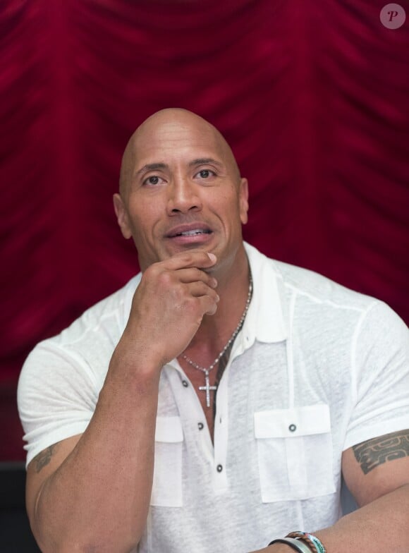 Dwayne Johnson "The Rock" - Conférence de presse avec les acteurs du film "Baywatch : Alerte à Malibu" à Miami. Le 14 mai 2017