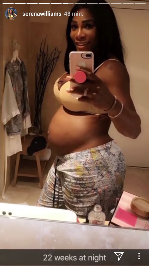 Serena Williams dévoile un montage vidéo de sa grossesse sur Instagram le 13 septembre 2017.