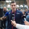 Le champion du monde du 800m, Pierre-Ambroise Bosse, arrive Gare du Nord à Paris, le 12 août 2017.