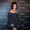 Rihanna en robe noire et escarpins à la soirée "Fenty Beauty by Rihanna" aux Jardins des Tuileries à Paris, le 21 septembre 2017. © Cyril Moreau/Bestimage