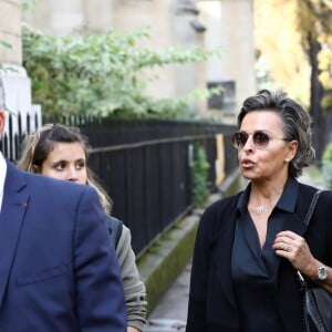 Henri Leconte et sa compagne Maria Dowlatshahi - Obsèques de Liliane Bettencourt en l'église Saint-Pierre de Neuilly-sur-Seine le 26 septembre 2017.