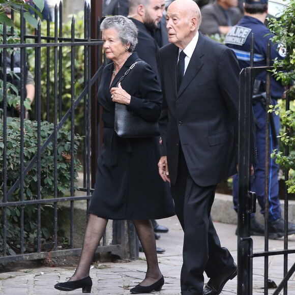 Valéry Giscard d'Estaing et sa femme Anne-Aymone - Obsèques de Liliane Bettencourt en l'église Saint-Pierre de Neuilly-sur-Seine le 26 septembre 2017.