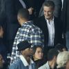 Kourtney Kardashian et son compagnon Younes Bendjima, François Hollande et Nicolas Sarkozy assistent au match de Champions League "PSG - Bayern Munich (3-0)" au Parc des Princes à Paris, le 27 septembre 2017. © Cyril Moreau/Bestimage