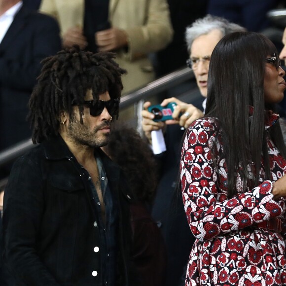 Naomi Campbell et Lenny Kravitz assistent au match de Champions League "PSG - Bayern Munich (3-0)" au Parc des Princes à Paris, le 27 septembre 2017. © Cyril Moreau/Bestimage