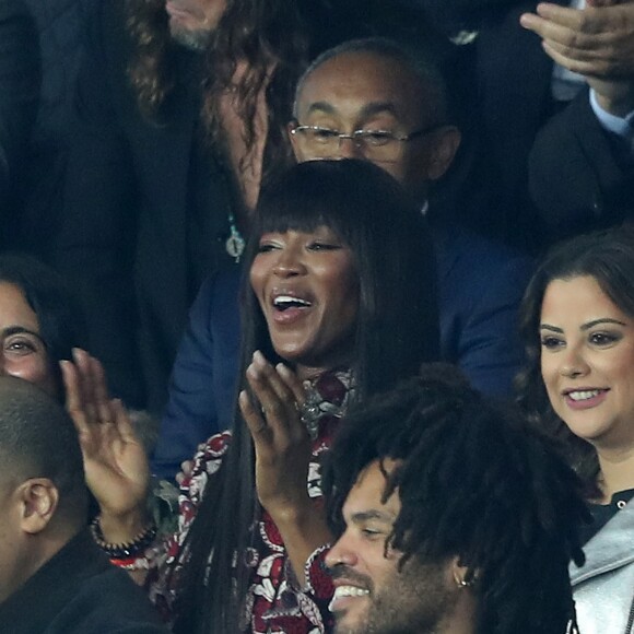 Naomi Campbell et Lenny Kravitz assistent au match de Champions League "PSG - Bayern Munich (3-0)" au Parc des Princes à Paris, le 27 septembre 2017. © Cyril Moreau/Bestimage