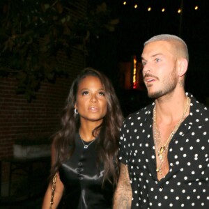 M. Pokora et sa compagne Christina Milian fêtent leurs anniversaires respectifs avec leurs amis au restaurant "Beauty & Essex" à Los Angeles le 26 septembre 2017.