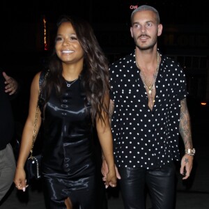 M. Pokora et sa compagne Christina Milian fêtent leurs anniversaires respectifs avec leurs amis au restaurant "Beauty & Essex" à Los Angeles le 26 septembre 2017.