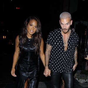 M. Pokora et sa compagne Christina Milian fêtent leurs anniversaires respectifs avec leurs amis au restaurant "Beauty & Essex" à Los Angeles le 26 septembre 2017.