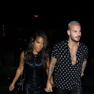 M. Pokora et sa compagne Christina Milian fêtent leurs anniversaires respectifs avec leurs amis au restaurant "Beauty & Essex" à Los Angeles le 26 septembre 2017.