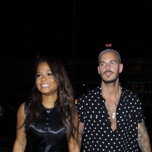 M. Pokora et sa compagne Christina Milian fêtent leurs anniversaires respectifs avec leurs amis au restaurant "Beauty & Essex" à Los Angeles le 26 septembre 2017.