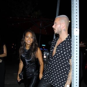 M. Pokora et sa compagne Christina Milian fêtent leurs anniversaires respectifs avec leurs amis au restaurant "Beauty & Essex" à Los Angeles le 26 septembre 2017.