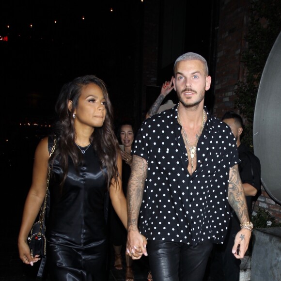 M. Pokora et sa compagne Christina Milian fêtent leurs anniversaires respectifs avec leurs amis au restaurant "Beauty & Essex" à Los Angeles le 26 septembre 2017.