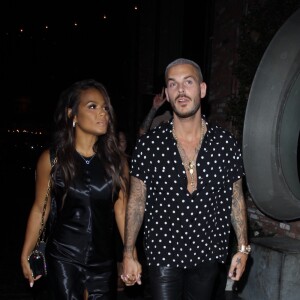 M. Pokora et sa compagne Christina Milian fêtent leurs anniversaires respectifs avec leurs amis au restaurant "Beauty & Essex" à Los Angeles le 26 septembre 2017.