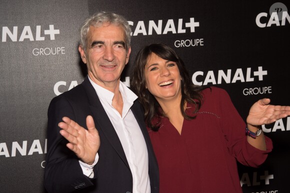 Raymond Domenech et sa compagne Estelle Denis - Soirée des animateurs du Groupe Canal+ au Manko à Paris. Le 3 février 2016 03/02/2016 - Paris