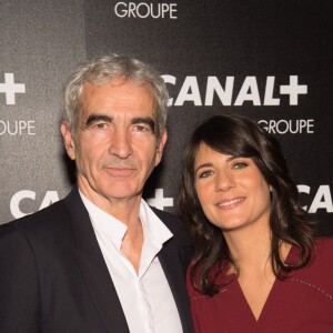 Raymond Domenech et sa compagne Estelle Denis - Soirée des animateurs du Groupe Canal+ au Manko à Paris. Le 3 février 2016.