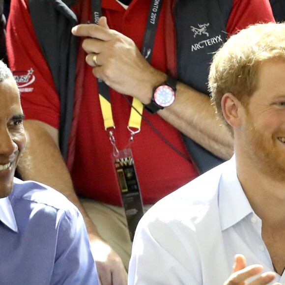 Barack Obama et le prince Harry dans les tribunes des Invictus Games à Toronto, le 29 septembre 2017.