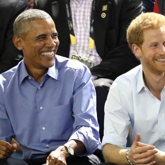Barack Obama et le prince Harry dans les tribunes des Invictus Games à Toronto, le 29 septembre 2017.