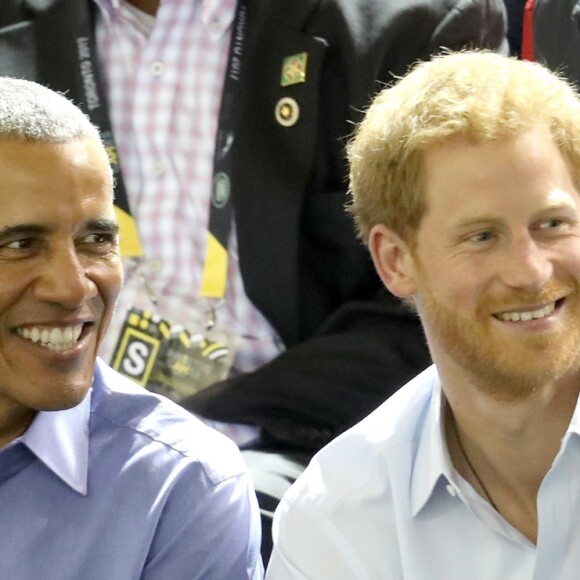 Barack Obama et le prince Harry dans les tribunes des Invictus Games à Toronto, le 29 septembre 2017.