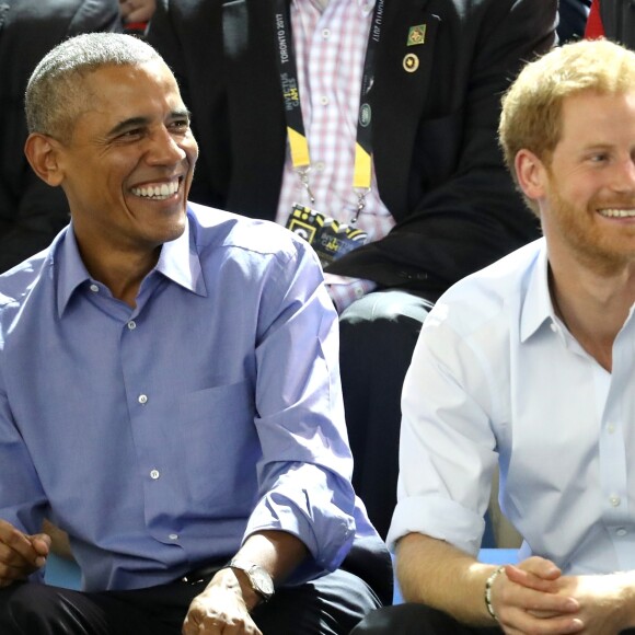 Barack Obama et le prince Harry dans les tribunes des Invictus Games à Toronto, le 29 septembre 2017.