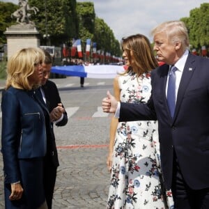 Le président de la République Emmanuel Macron, sa femme Brigitte Macron, le président des Etats-Unis Donald Trump et sa femme Melania Trump lors du défilé du 14 juillet (fête nationale), place de la Concorde, à Paris, le 14 juillet 2017 © Denis Allard/Pool/Bestimage