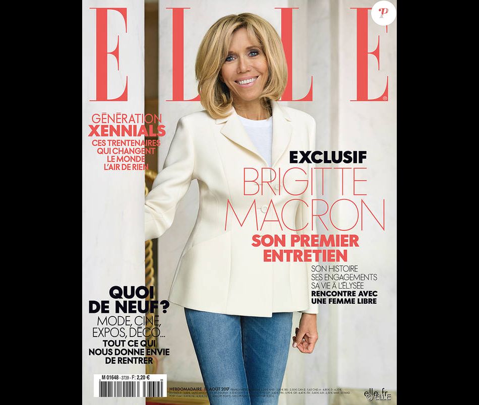 Brigitte Macron en couverture de ELLE, en kiosques le 18 août 2017. -  Purepeople