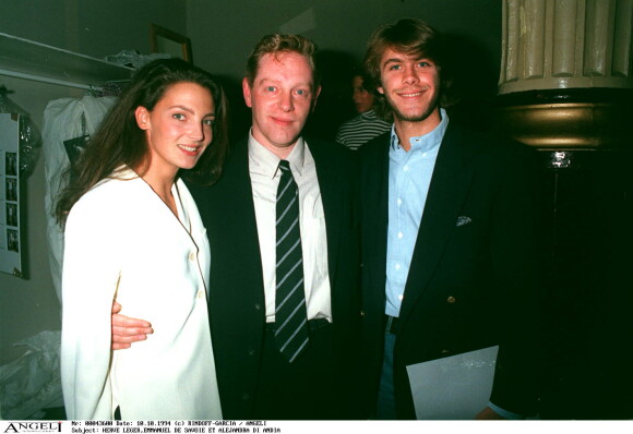 Alejandra Di Andia, Hervé Léger et le prince Emmanuel de Savoie à Paris. Octobre 1994.