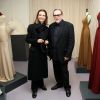 Le styliste Hervé Leroux et Carole Bouquet - Présentation de la collection haute-couture Hervé Leroux à Paris. Le 24 janvier 2013.