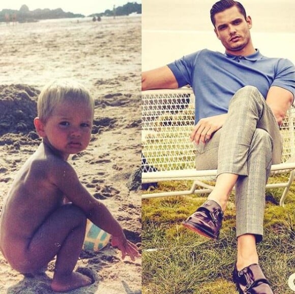 Florent Manaudou propose un montage, avec une photo de lui quand il était enfant, et blond. Instagram, le 7 octobre 2017.