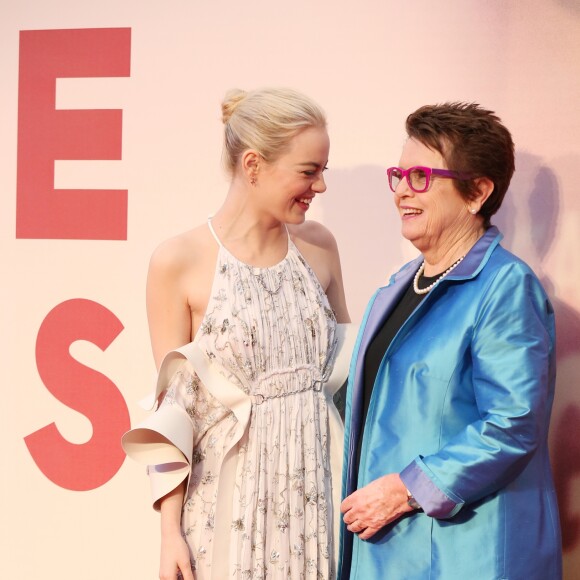 Emma Stone et Billie Jean King - Projection du film "Battle of the Sexes" au BFI London Film Festival à Londres. Le 7 octobre 2017.