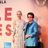 Emma Stone et Billie Jean King - Projection du film "Battle of the Sexes" au BFI London Film Festival à Londres. Le 7 octobre 2017.