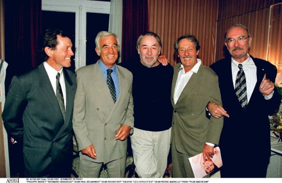 Philippe Noiret, Bernard Giraudeau, Jean-Paul Belmondo, Jean Rochefort - Présentation de la pièce Les Côtelettes à Paris en 1997