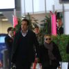 Exclusif - Mary-Kate Olsen et son fiancé Olivier Sarkozy à l'aéroport Roissy-Charles-de-Gaulle pour se rendre à New York après leur séjour à Paris, le 6 avril 2014.