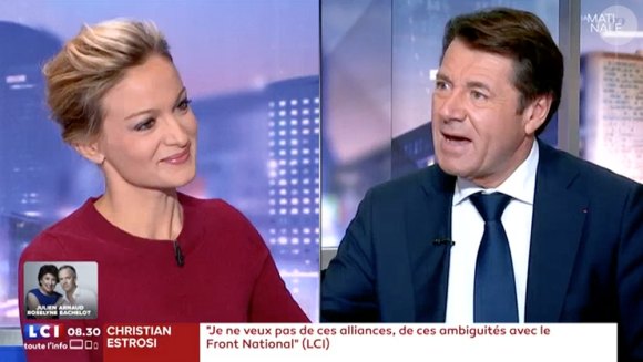 Christian Estrosi face à Audrey Crepo-Mara sur LCI. Le 13 octobre 2017.