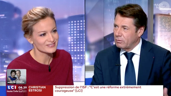 Christian Estrosi face à Audrey Crepo-Mara sur LCI. Le 13 octobre 2017.