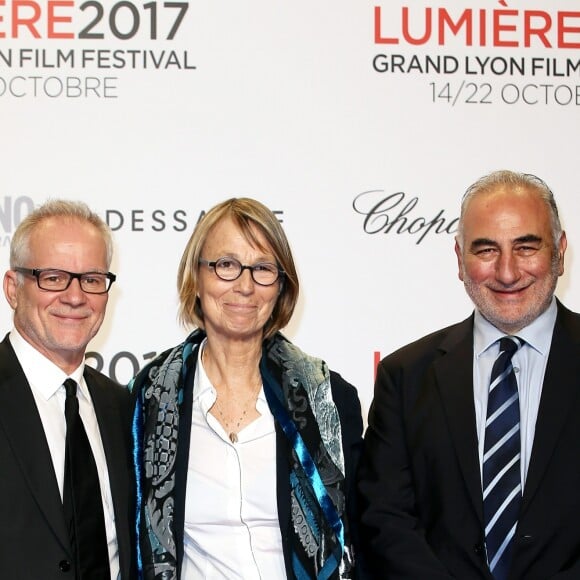 Thierry Frémaux, Françoise Nyssen, Georges Képénékian, maire de Lyon - Tapis rouge de la cérémonie d'ouverture du Festival Lumière 2017 au cours de laquelle Eddy Mitchell a reçu un hommage à Lyon, le 14 Octobre 2017 © Dominique Jacovides/Bestimage