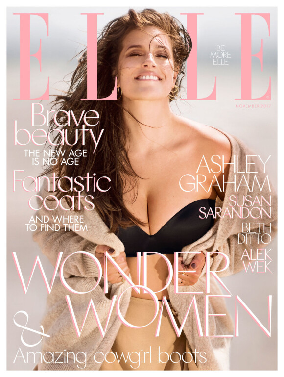 Ashley Graham en couverture du magazine ELLE UK. Numéro de novembre 2017.