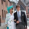 Tessy et Louis de Luxembourg lors du mariage de la princesse Alix de Ligne et Guillaume de Dampierre, en l'église Saint-Pierre à Beloeil, en Belgique le 18 juin 2016.