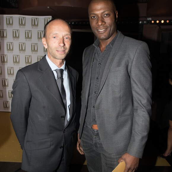 Exclusif - Philippe Larroque (Directeur de la Rédaction de TV Magazine), Harry Roselmack - Soirée d'anniversaire des 30 ans de TV Magazine au Pavillon des Champs-Elysées à Paris le 17 octobre 2017. © Tiziano Da Silva/Bestimage