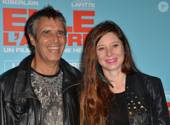 Julien Clerc et sa femme Hélène Grémillon - Avant-première du film "Elle l'adore" au cinéma UGC Normandie à Paris, le 15 septembre 2014.