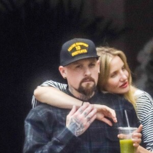 Exclusif - Cameron Diaz et son mari Benji Madden sortent d'un déjeuner en amoureux au Bouchon à Beverly Hills le 5 juin 2017.