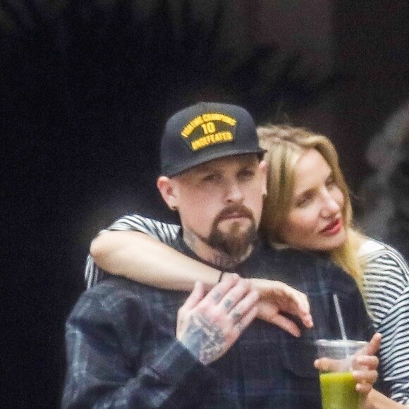 Exclusif - Cameron Diaz et son mari Benji Madden sortent d'un déjeuner en amoureux au Bouchon à Beverly Hills le 5 juin 2017.