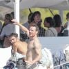 Exclusif - Jon Kortajarena - Alicia Vikander et son compagnon Michael Fassbender lors d'une fête pré-mariage avec la famille et les amis à Ibiza, Espagne, le 13 octobre 2017.