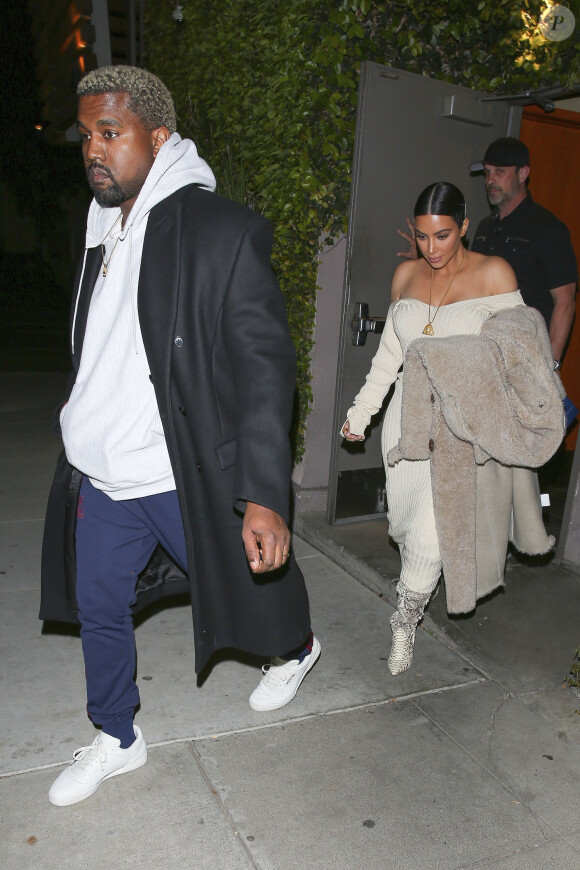 Exclusif - Kim Kardashian et son mari Kanye West sont allés diner au restaurant Providence à Los Angeles, le 25 mars 2017