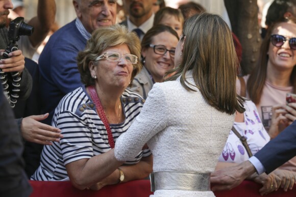 La reine Letizia d'Espagne lors de la cérémonie de remise des prix "King Jaime I" à Valence. Le lundi 30 octobre 2017