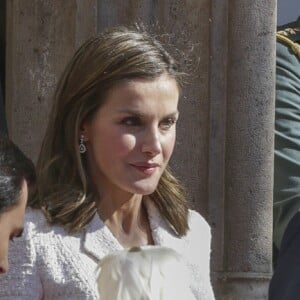 La reine Letizia d'Espagne lors de la cérémonie de remise des prix "King Jaime I" à Valence. Le 30 octobre 2017