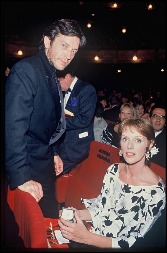 Bernard Giraudeau et Anny Duperey lors de la soirée des Molières le 21 mai 1987.