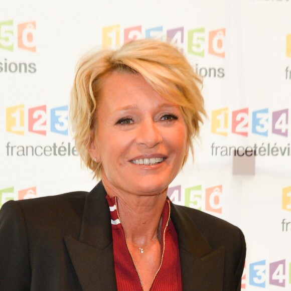 Sophie Davant lors de la conférence de presse du Téléthon 2017 dans les locaux de France 2 à Paris le 8 novembre 2017. © Coadic Guirec / Bestimage