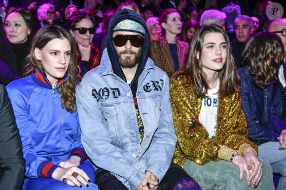 Juliette Maillot, Jared Leto et Charlotte Casiraghi assistent au défilé Gucci à la Fashion Week de Milan. Le 22 février 2017.